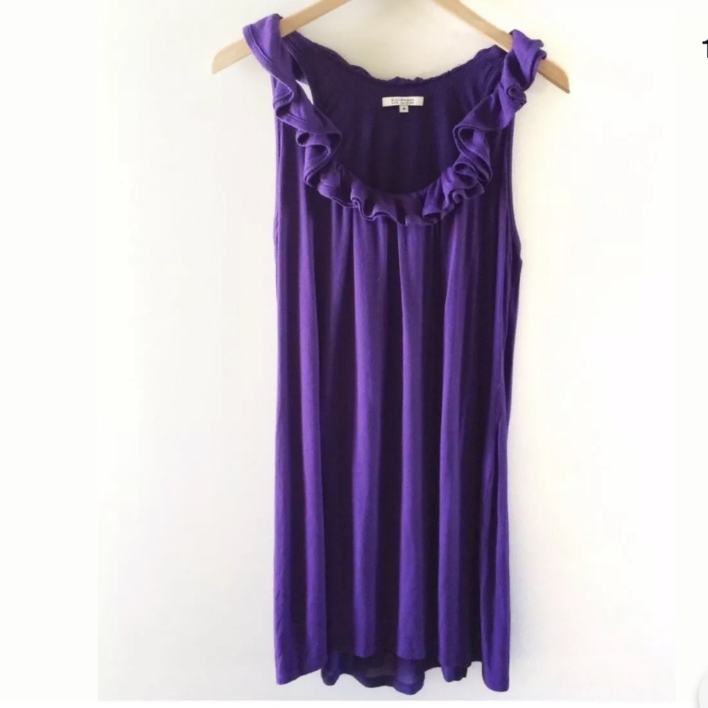 ANTHROPOLOGIE BORDEAUX LA RUFFLE JERSEY DRESS XS